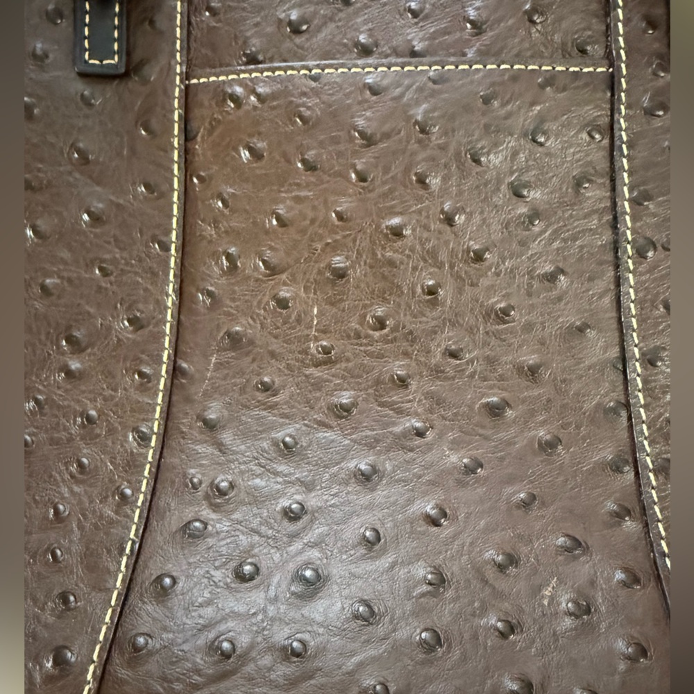 Dooney & Bourke Dark Brown Ostrich Leather Shoulder Bag - Picture 5 of 16